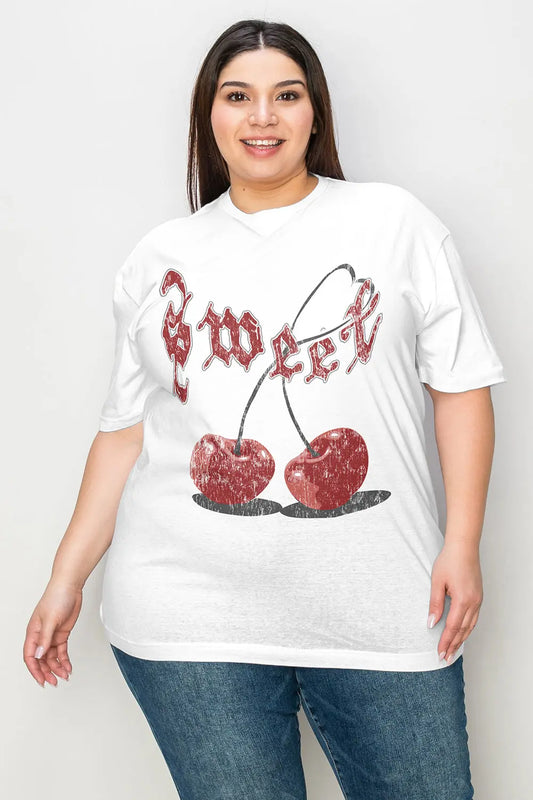 Simply Love Full Size Sweet Cherry Graphic T-Shirt - family place