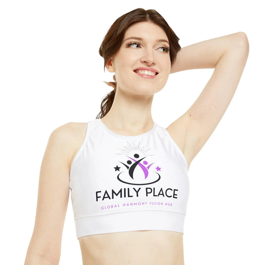 High Neck Crop Bikini Top (AOP) - family place