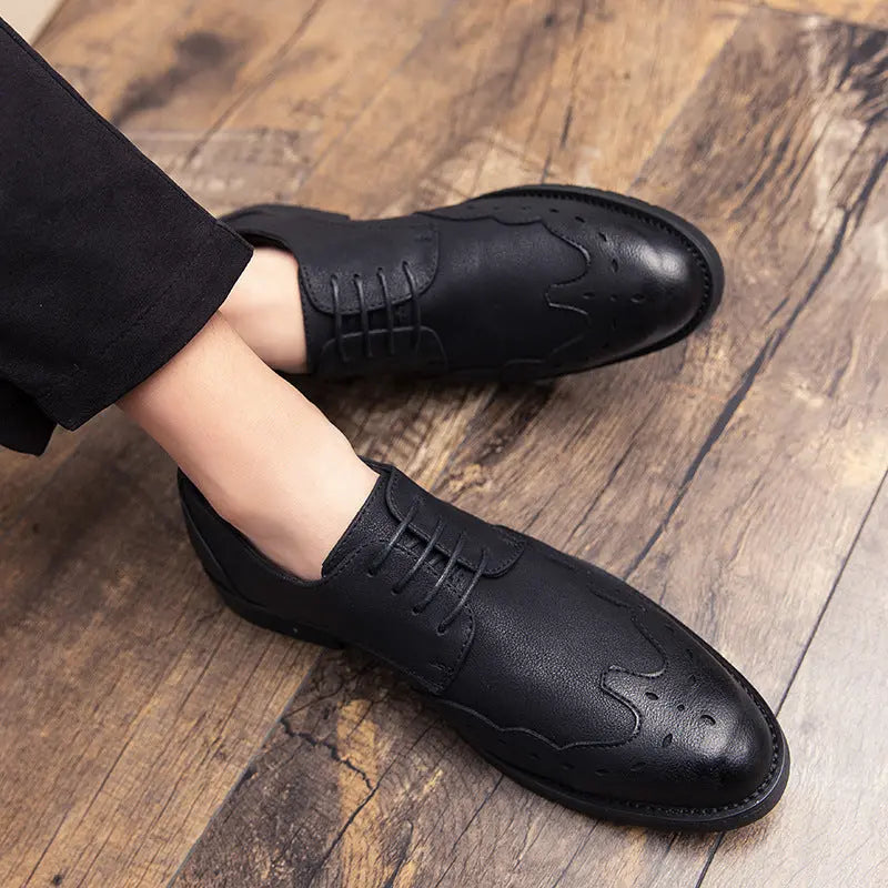 Soft leather pointed shoes men - family place