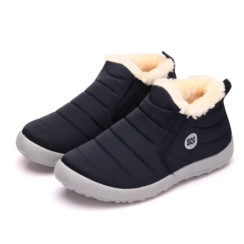Slip on Fashion Unisex Keeping Warm Ankle Boots Men Winter Snow Boots Shoes Women Man Waterproof Lightweight Flat Plus Size Shoe - family place