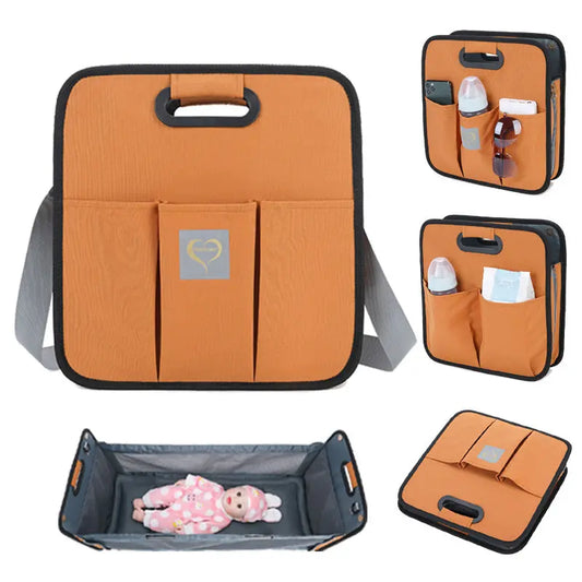 New Design Fashion Portable Shoulder Folding Bed Baby Nappy Messenger Bags - family place
