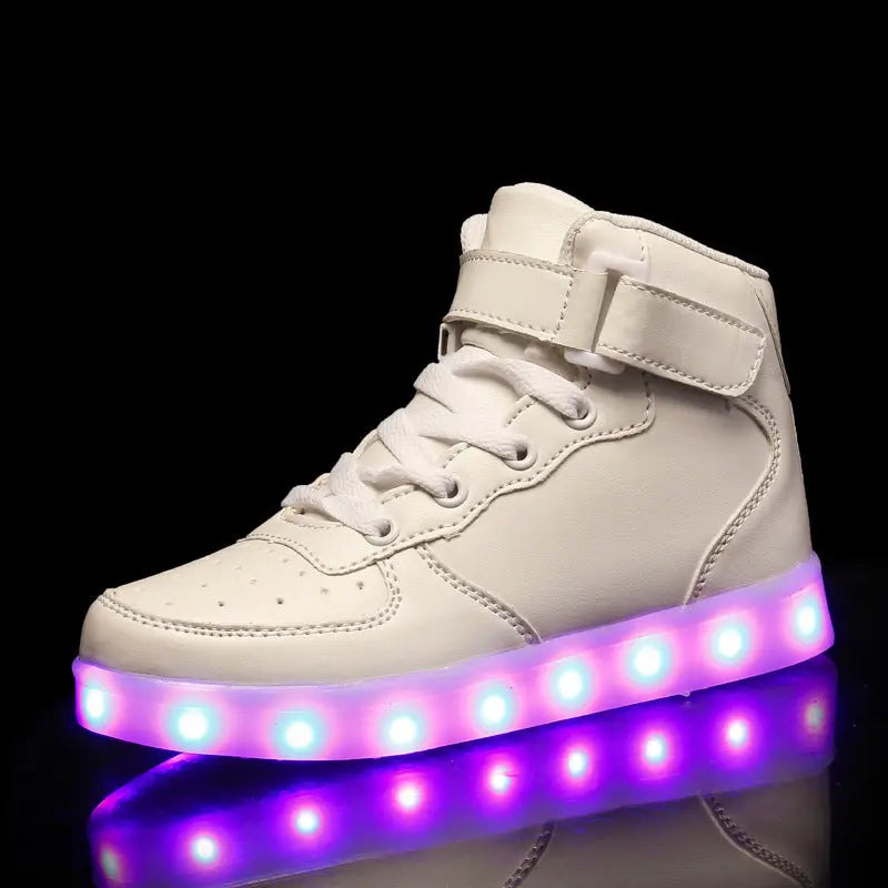 Children's Luminous Velcro Casual High-top Charging Light Up Shoes - family place