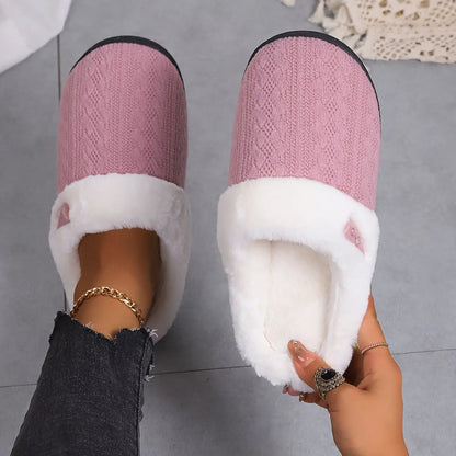 Thick Fabric Slippers Men And Women Warm Couple Cotton Slippers Toe Cap - family place