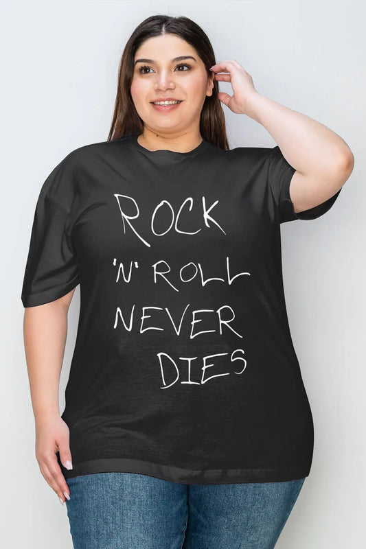 Simply Love Full Size ROCK N ROLL NEVER DIES Graphic T-Shirt - family place