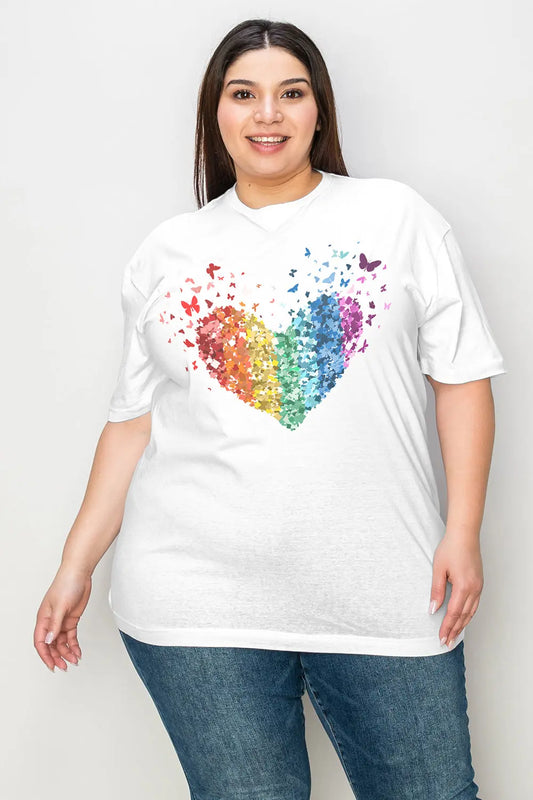 Simply Love Full Size Rainbow Heart Graphic T-Shirt - family place