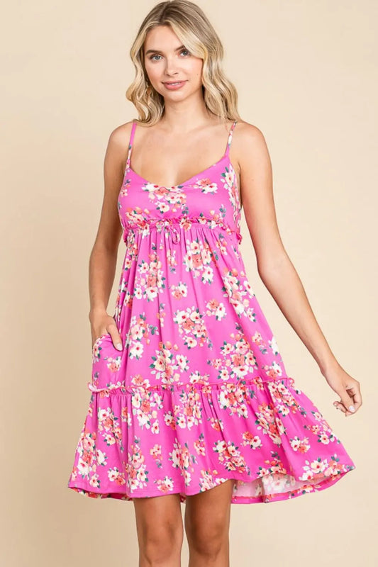 Culture Code Full Size Floral Ruffled Cami Dress - family place