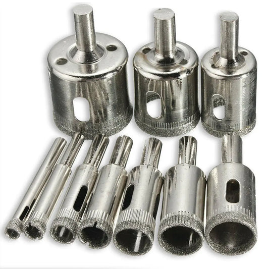 Diamond Drill Bits for Glass Ceramic Marble Tile Porcelain Hollow Core Circle Cutting Hole Maker Saw Set of 10 Bits 6-32mm - family place
