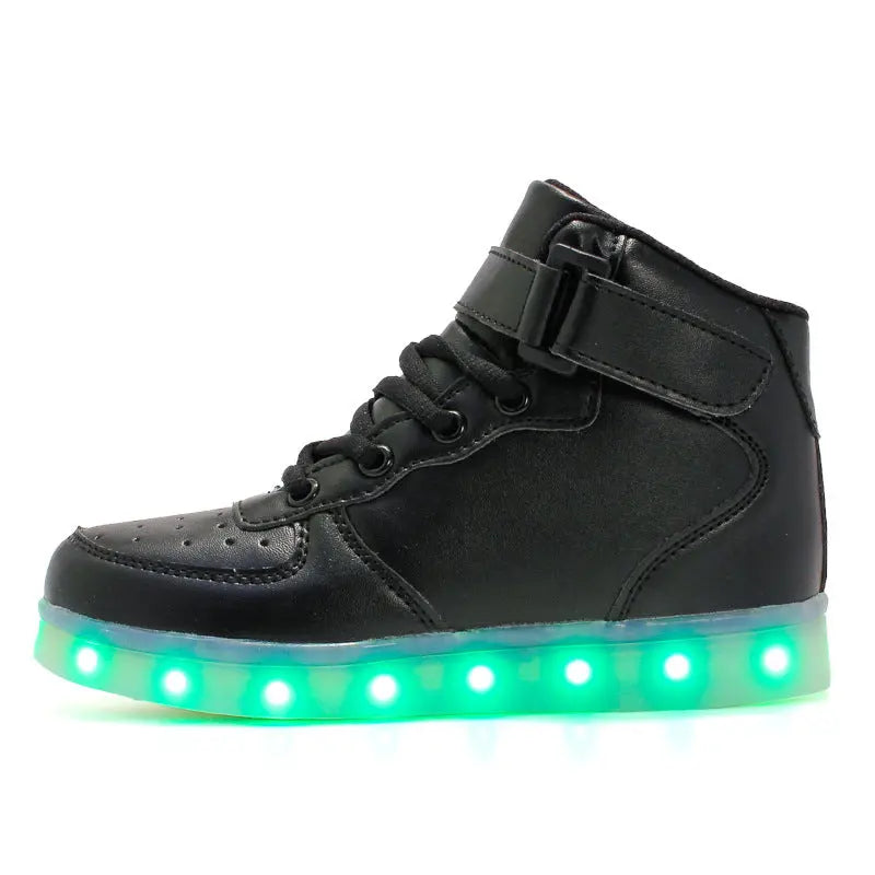 Children's Luminous Velcro Casual High-top Charging Light Up Shoes - family place