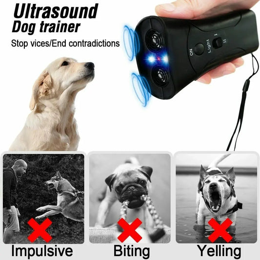 Ultrasonic Anti Dog Barking Trainer LED Light Gentle Chaser Petgentle Sonics - family place