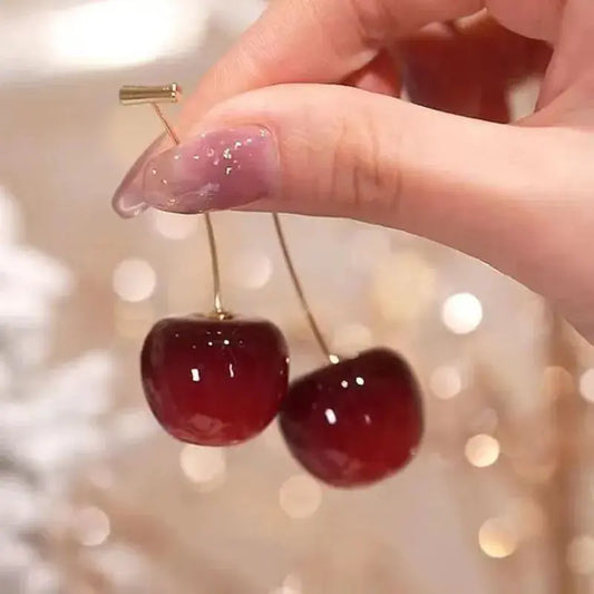 Small Fresh Sweet Lovely Cherry Cherries Cherries Earrings Pendant Fruit Earrings Red Cherry Earrings Charm Jewelry - family place