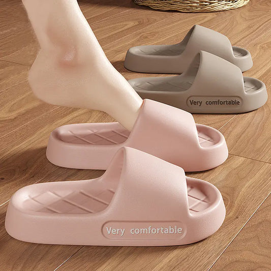 Summer Rhombus Slipper Indoor House Shoes For Men Women Couples Solid Color Non-slip Bathroom Slippers