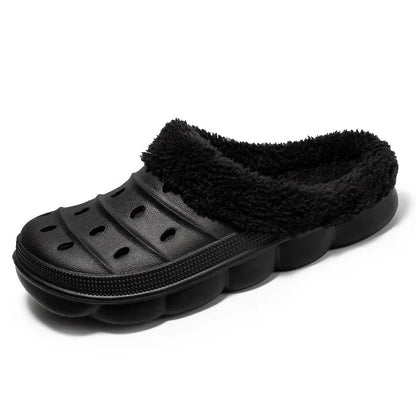 Warm Velvet Hole Shoes And Cotton Slippers - family place