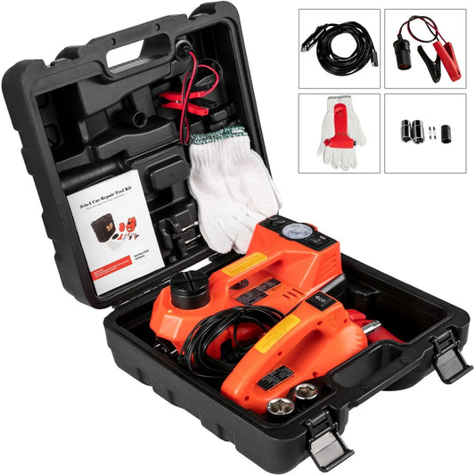 VEVOR Electric Jack 5T Electric Car Jack 12V DC 11023lb Scissor Jack with Electric Impact Wrench LED Flashlight All in One for Vehicle Repairing and Tire Replacing Portable Tool Case - family place