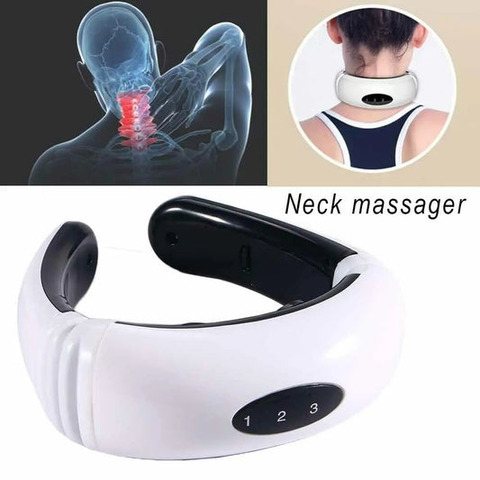 Electric Tens Unit Pulse Neck Massager Magnetic Pulse Therapy Vertebra Relax - family place